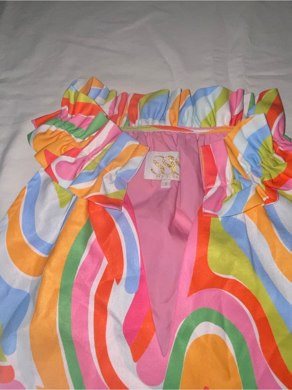 Colorful Wave-Print Halter Blouse - Pink Multi - Picture 4 of 7